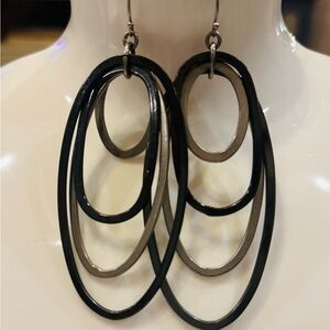 Elegant Black and Silver Hoop Earrings